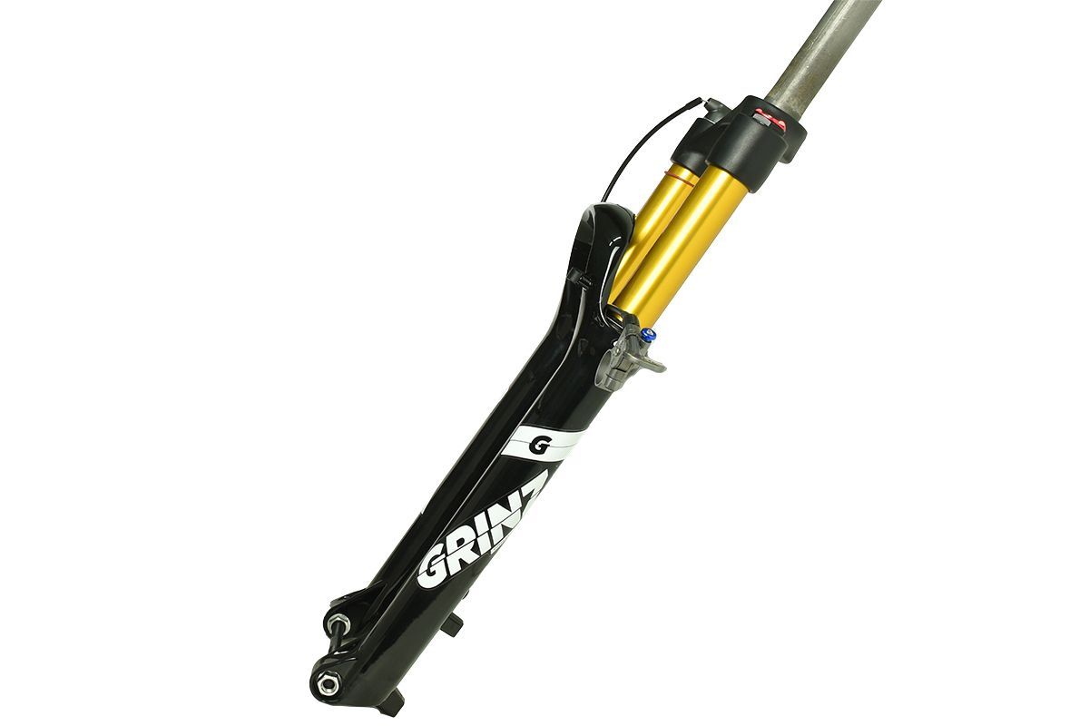Вилка GRINZ ES-547 HRLO AIR 27,5"1.1\8"ход120мм, воздушная, локаут гидравлический, магниевый сплав, под ось 15мм, безрезьбовая, черная\белая\золотая 1,8кг., без оси! Вилка GRINZ ES-547 HRLO AIR 27,5"1.1\8"ход120мм, воздушная, локаут гидравлический, магниевый сплав, под ось 15мм, безрезьбовая, черная\белая\золотая 1,8кг., без оси!