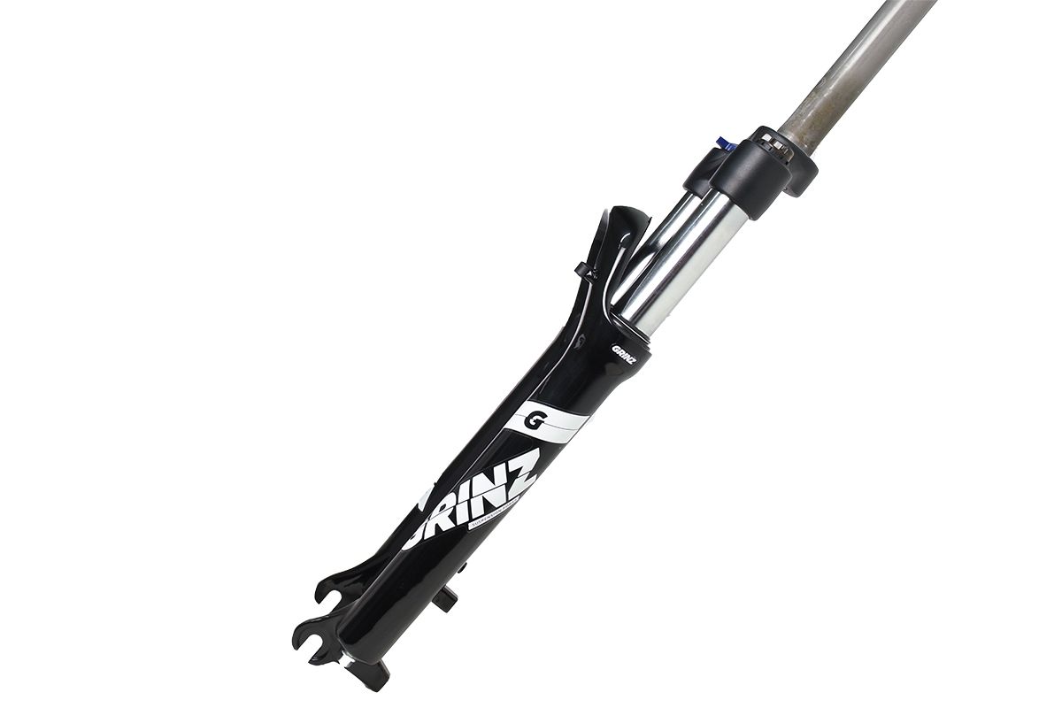 Вилка GRINZ ES 456 HLO 26"*1.1\8" ход 100мм, локаут гидравлический, предварительное сжатие, алюминиевая, черная-белая Вилка GRINZ ES 456 HLO 26"*1.1\8" ход 100мм, локаут гидравлический, предварительное сжатие, алюминиевая, черная-белая