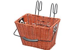 Велокорзина JL-083 передняя универсальная плетёная, стальная/пластиковая, на руль